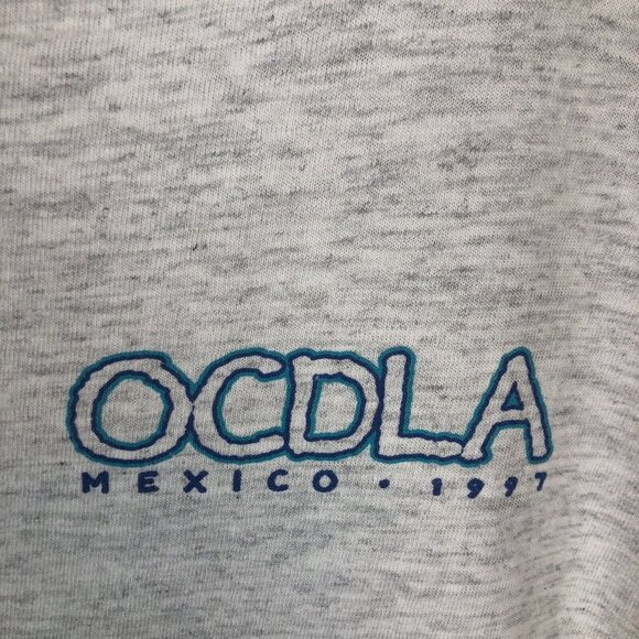 Vintage 90s Mexico Beach Crab Tourist Tee XL Oneita 1997 Graphic Gray Mismaloya - Picture 3 of 6